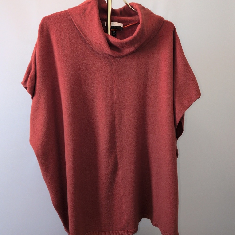 Eloquii Elements Poncho Sweater Women 14/16 Rust Cowl Neck Oversized Knit Top